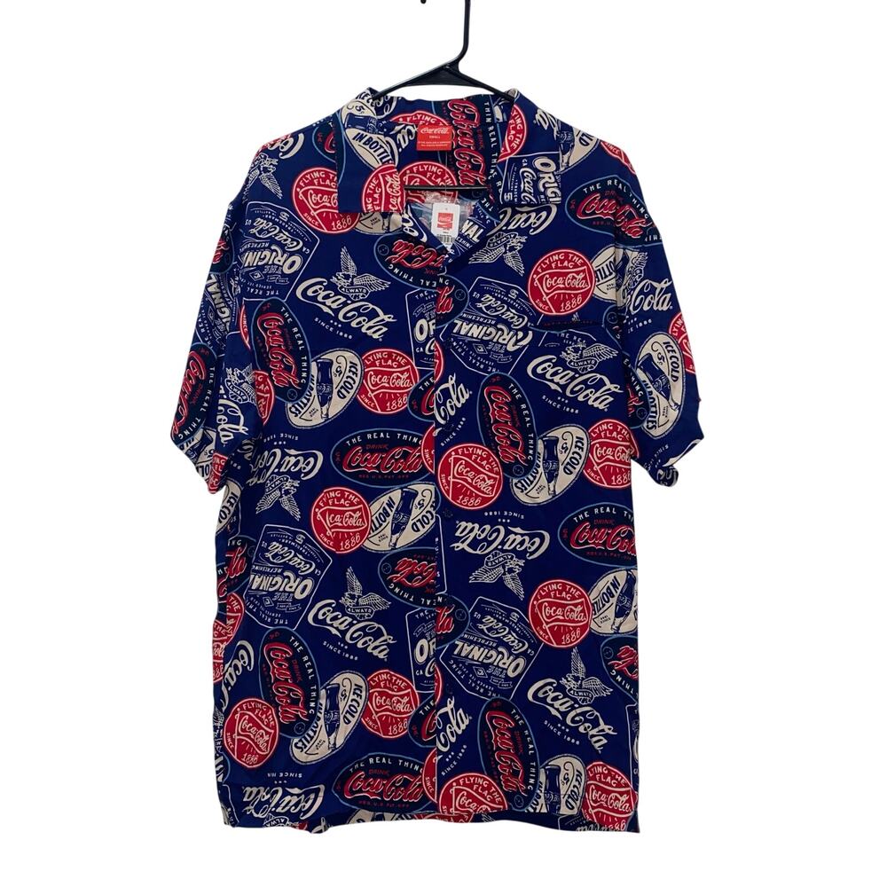 NWT Coca Cola Pattern button-down camp shirt, Men’s Small